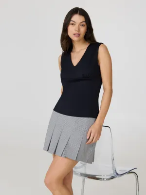 Houndstooth Pleated Mini Skirt Soft Mood Breezy Style