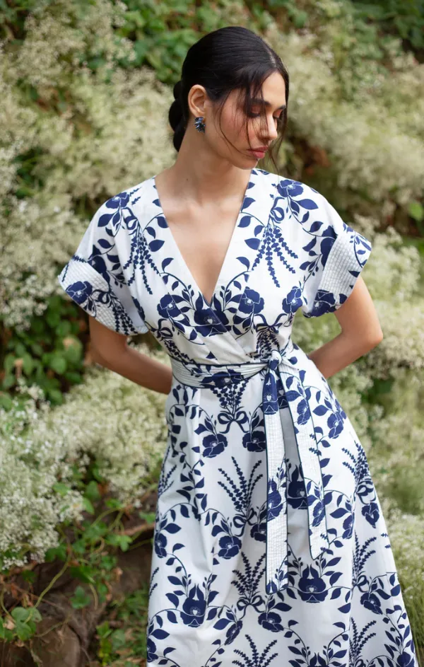 Sailor Dress Fluid Fabric Printed-Lining