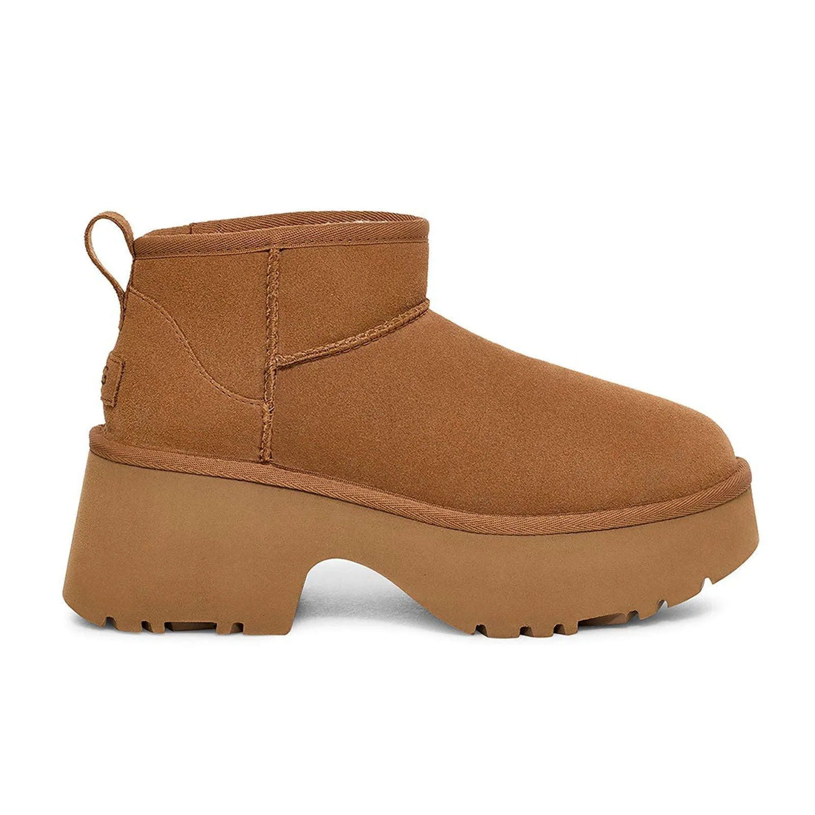Ugg Classic Ultra Mini New Heights Suede Women's Ankle Chestnut Boots Waterproof Cold Weather Commuter Waterproof Feature