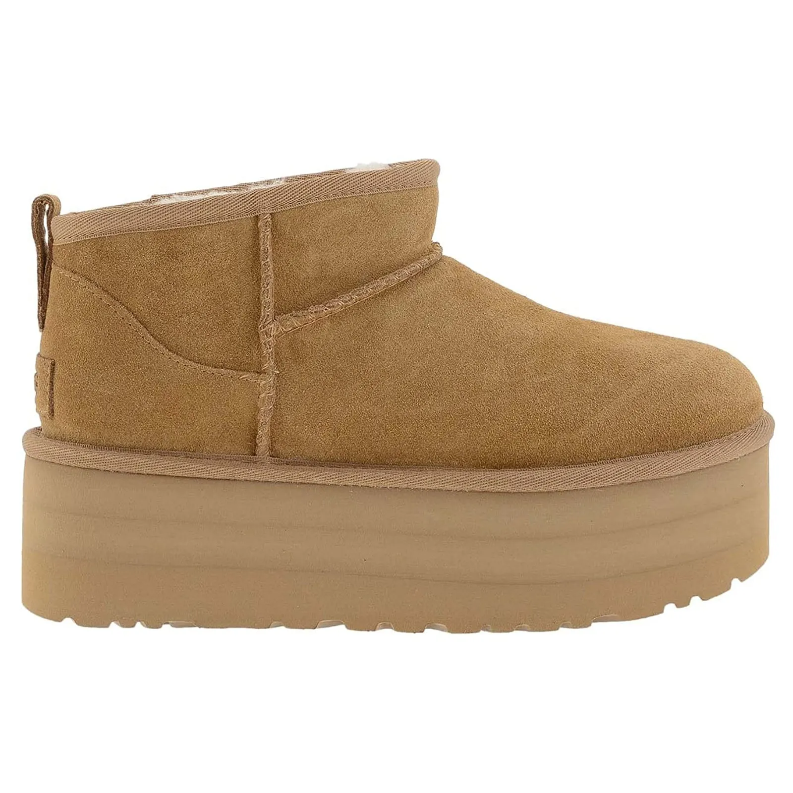 Neutral Build Closed Toe Design Ugg Classic Ultra Mini Platform Suede Women's Ankle Chestnut Boots