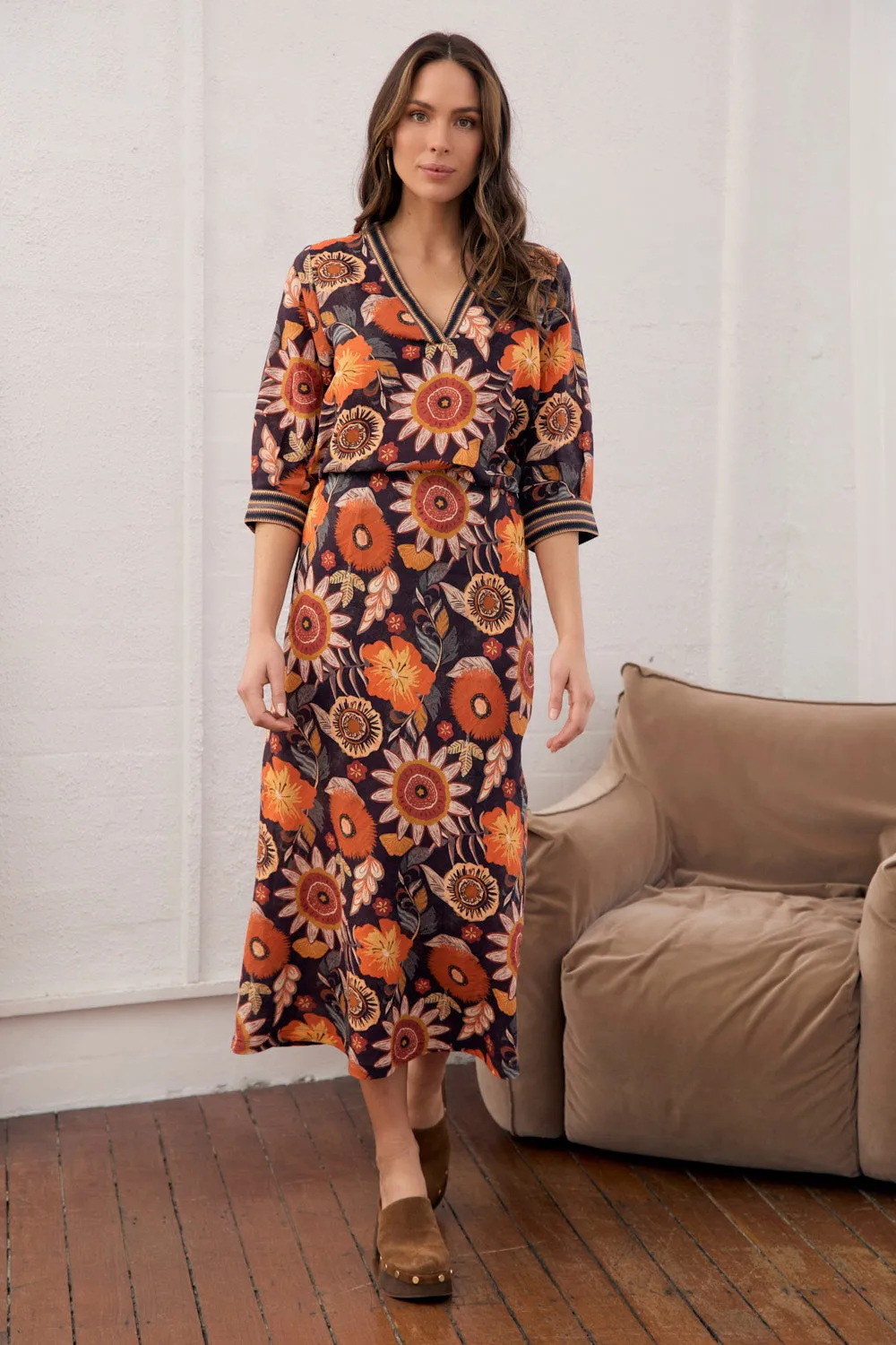 Katie Bias Cut Skirt in Abigail Outfit Focus