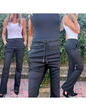 Loren String Pant, Black Stripe Chic Comfort ExpandableSidePanels