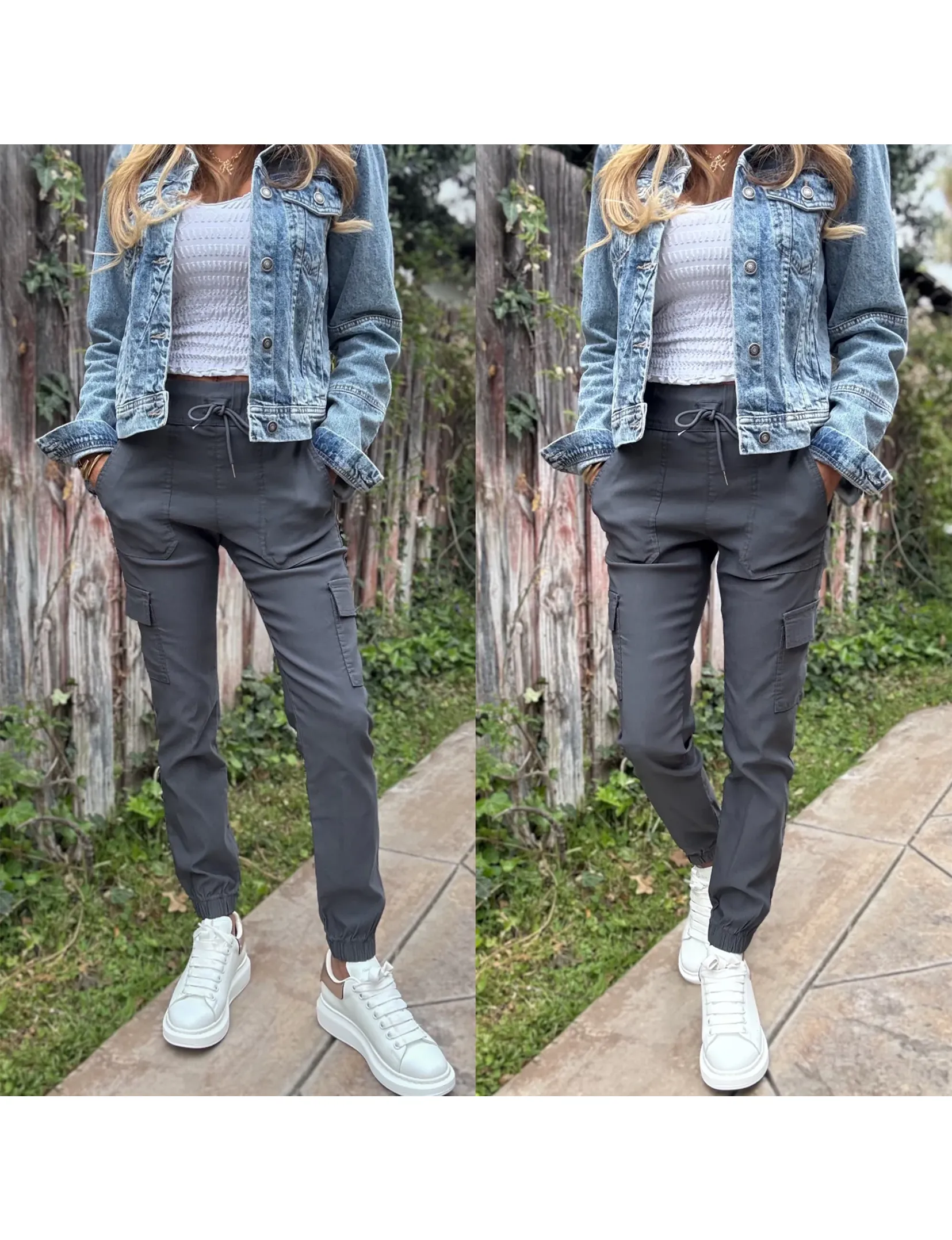 Gaya Cargo Joggers, Charcoal WrinkleFreeFabric