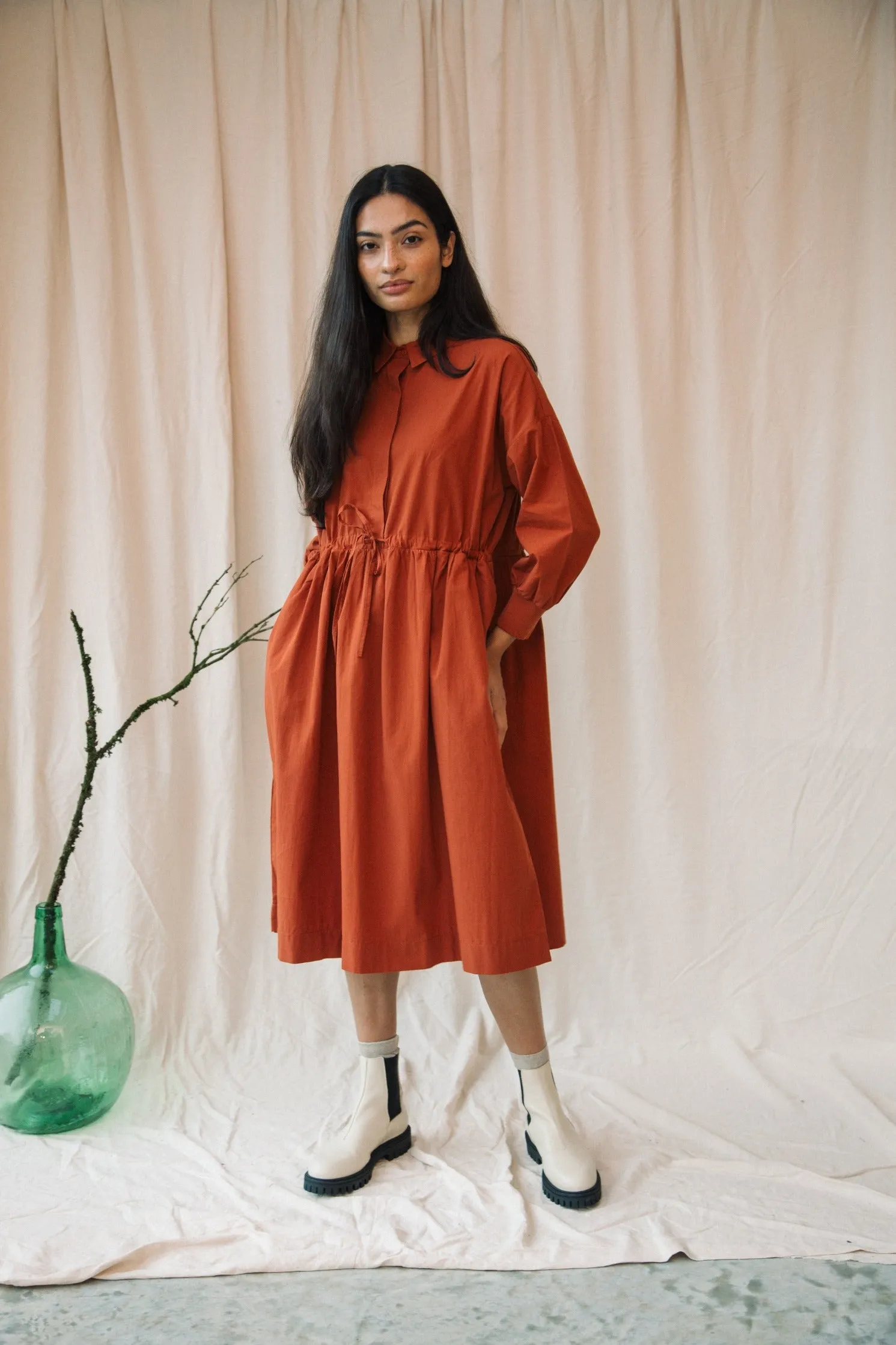 Anniversary-Event Fall Fashion Umi Organic Cotton Poplin Dress in Paprika