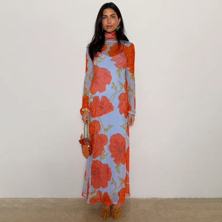 Blue Poppy Aria Mesh Dress Easy Look AntiFrayEdging