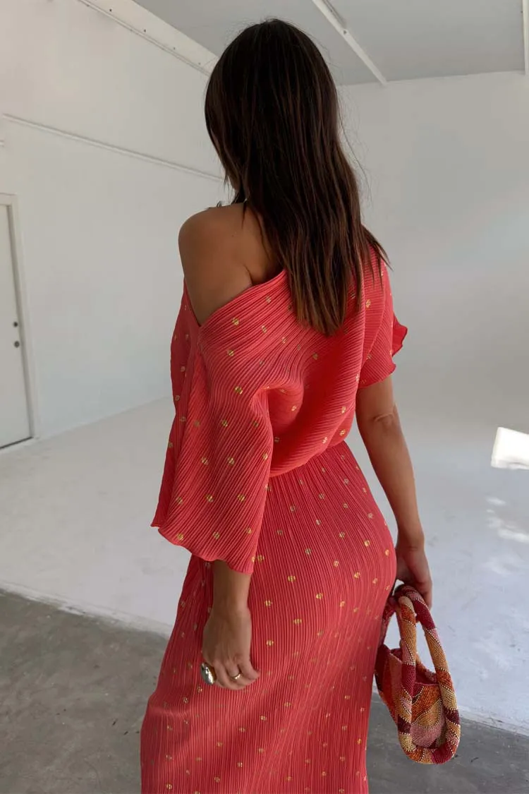 Everyday Ready Coral Plisse Tilly Dress