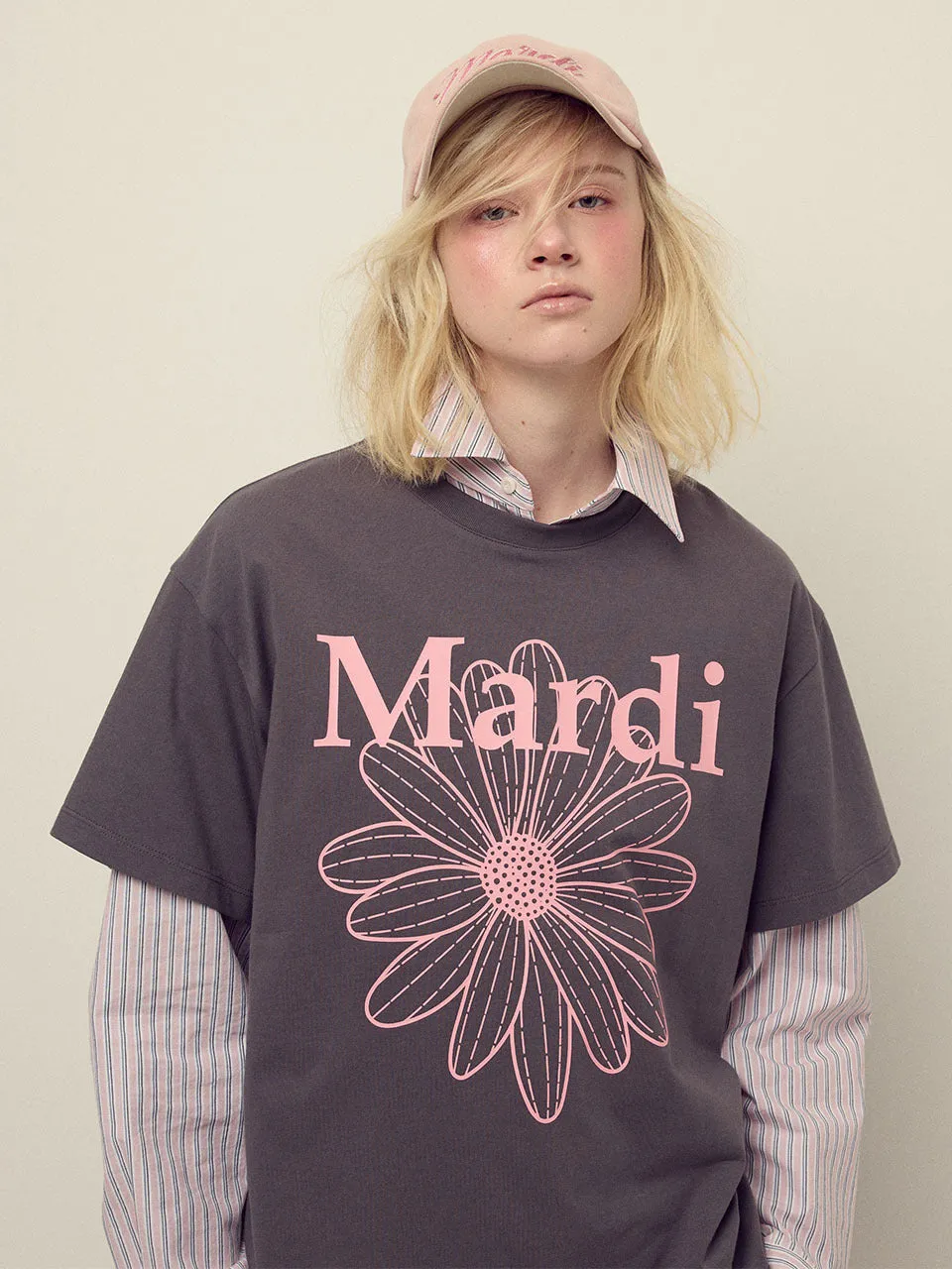 UNISEX TSHIRT FLOWERMARDI_CHARCOAL PINK Spring Freshness Recommended