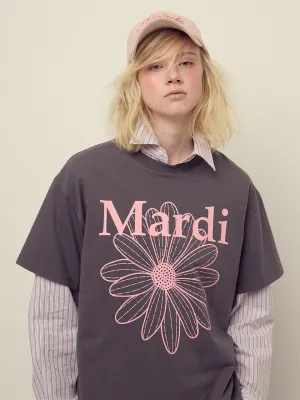 UNISEX TSHIRT FLOWERMARDI_CHARCOAL PINK Spring Freshness Recommended