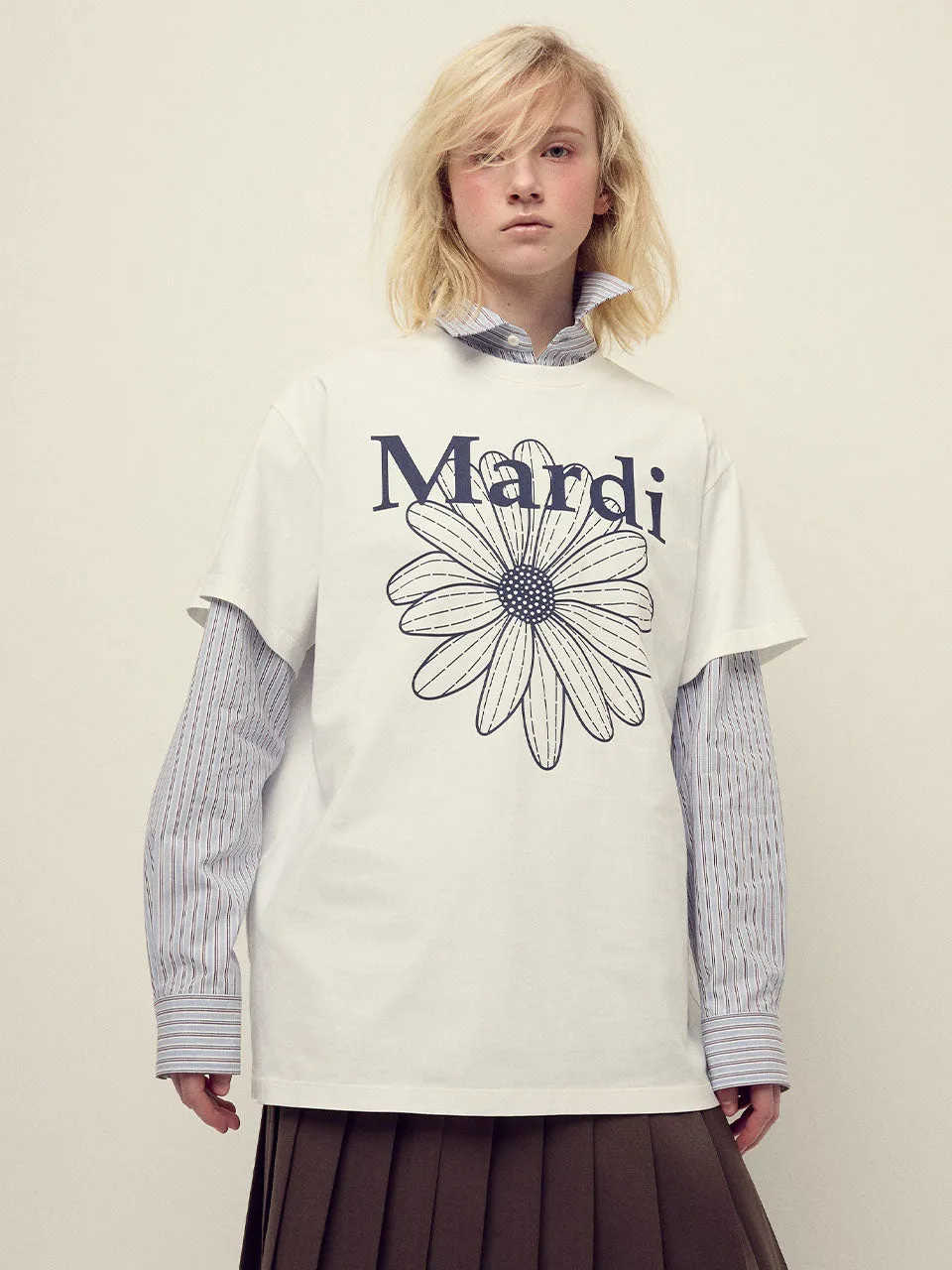 UNISEX TSHIRT FLOWERMARDI_IVORY NAVY Tight fit sexiness Active Outfit