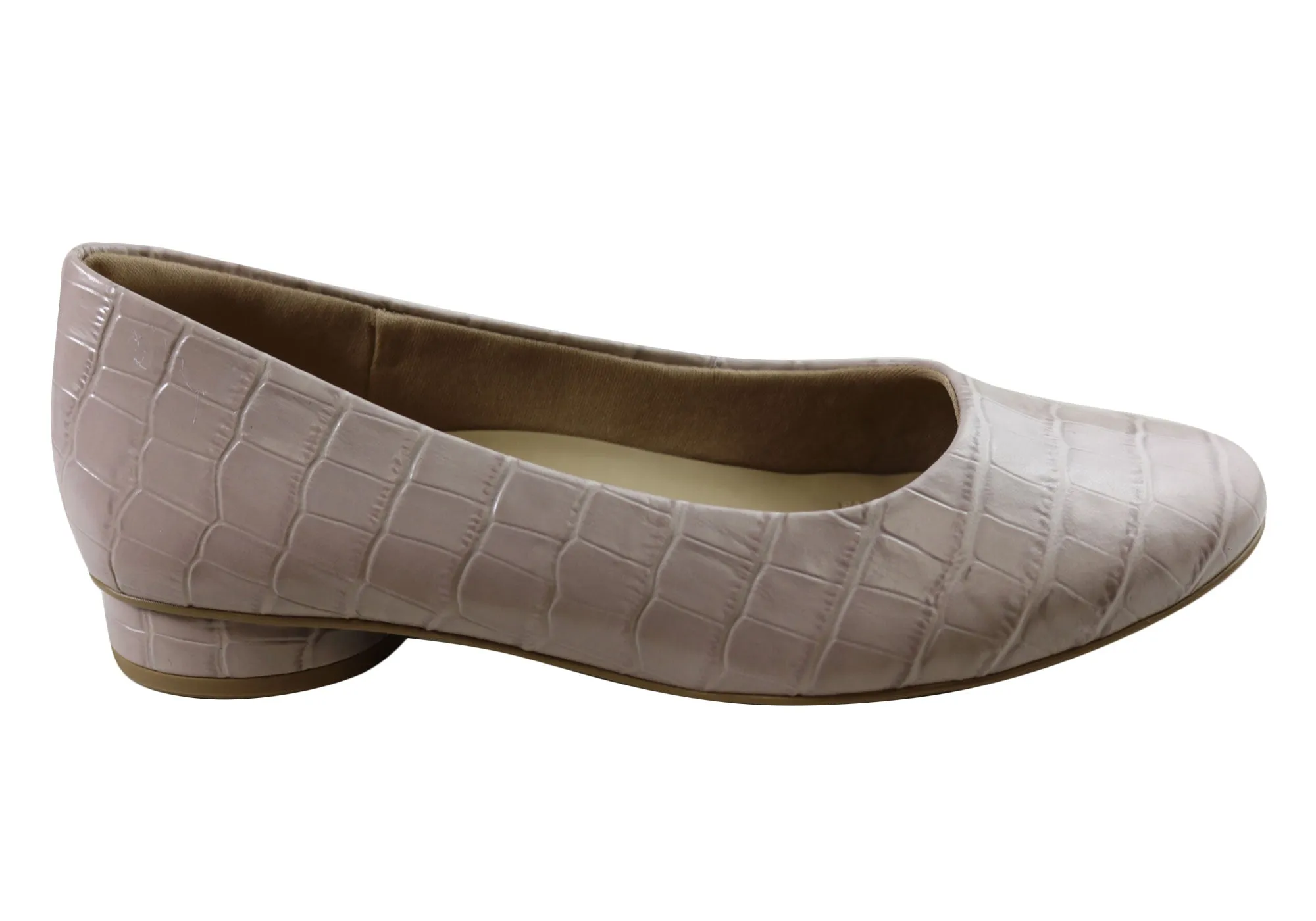 New Classic Easy to Wear Usaflex Adrina Womens Low Heel Leather Court Shoes Made In Brazil