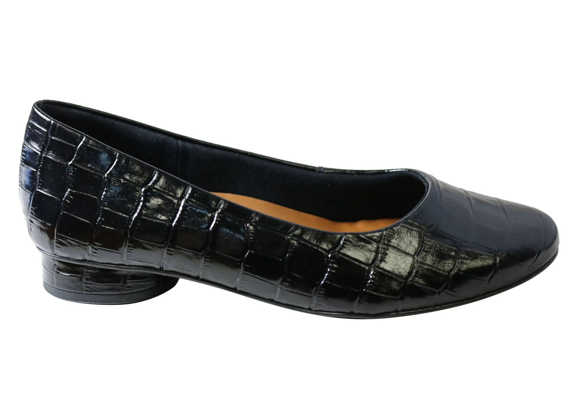 Usaflex Adrina Womens Low Heel Leather Court Shoes Made In Brazil Teddy Heel Boots