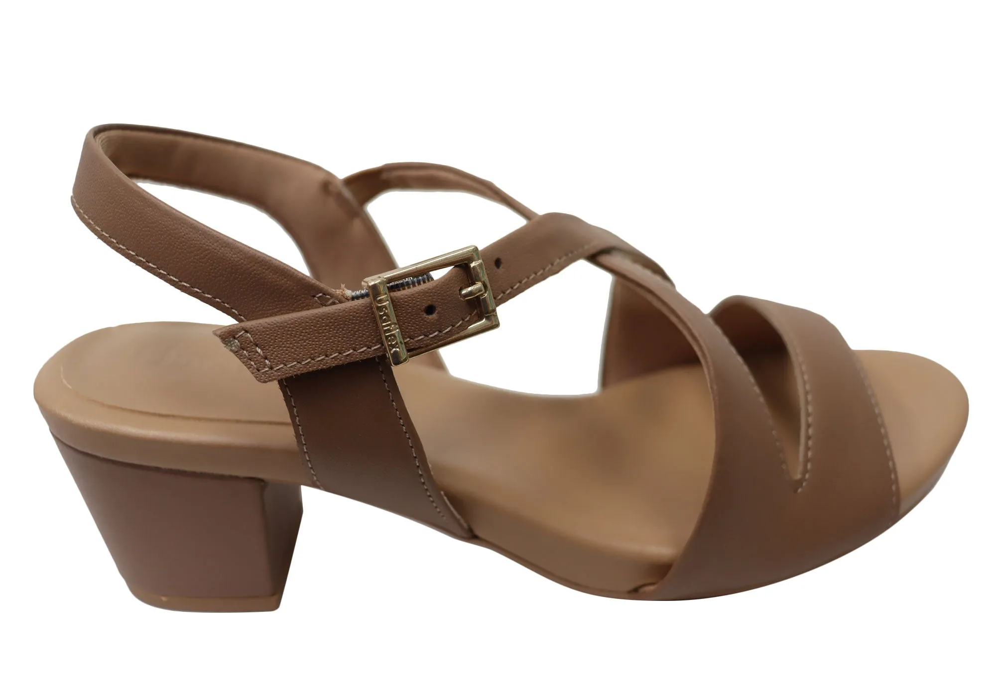 Usaflex Cassandra Womens Comfortable Leather Mid Heel Sandals Fashionable Vegan Heels
