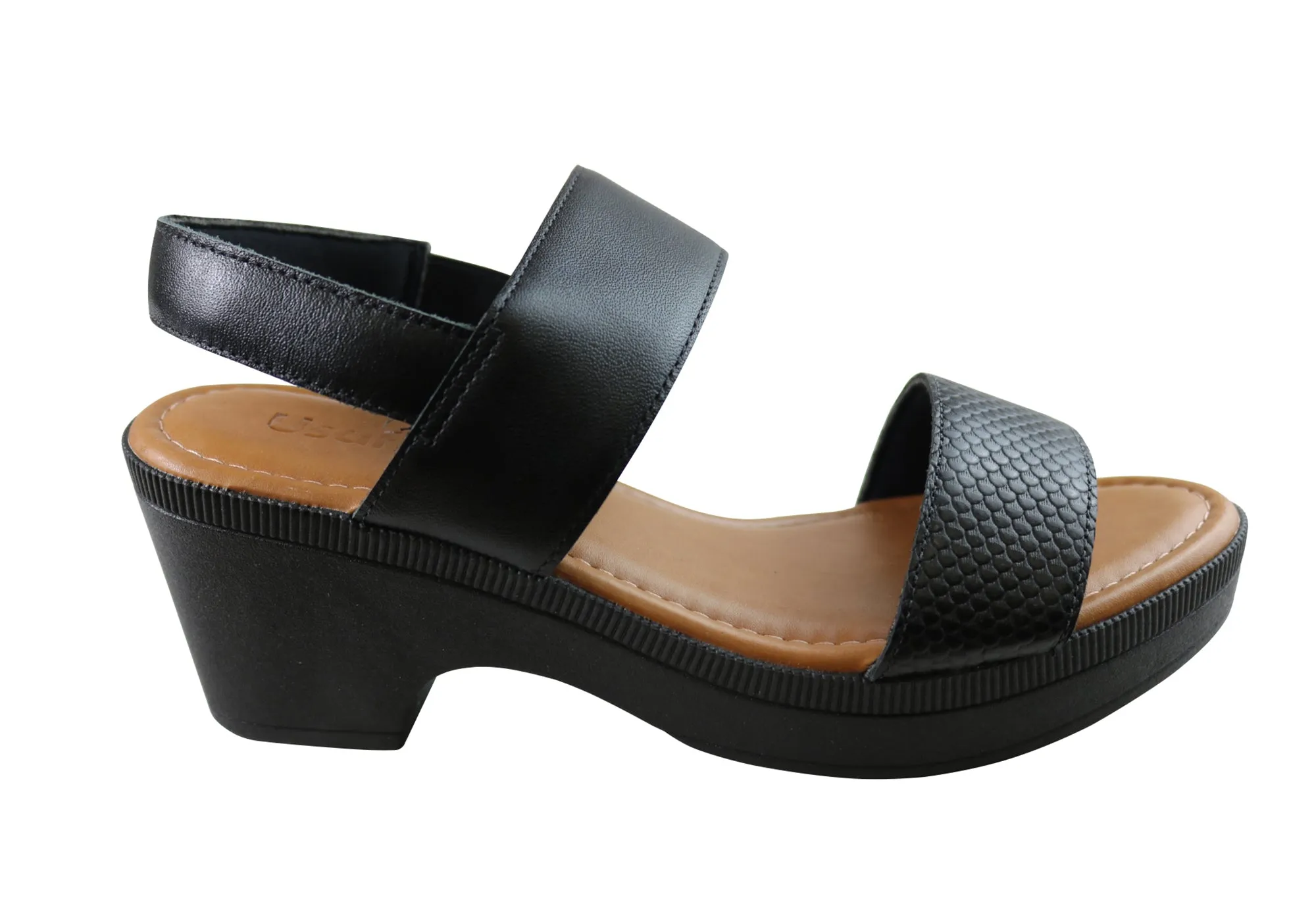 Graceful Textured Surface Usaflex Kim Womens Comfortable Leather Sandals Made In Brazil