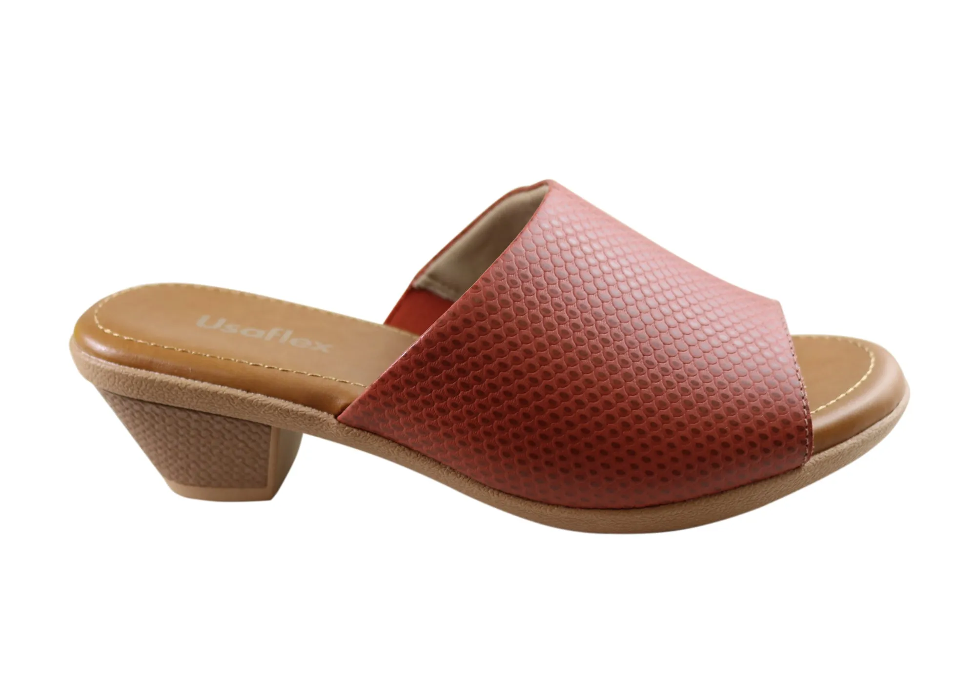 Usaflex Latona Womens Comfort Leather Slides Sandals Made In Brazil Classic Pumps