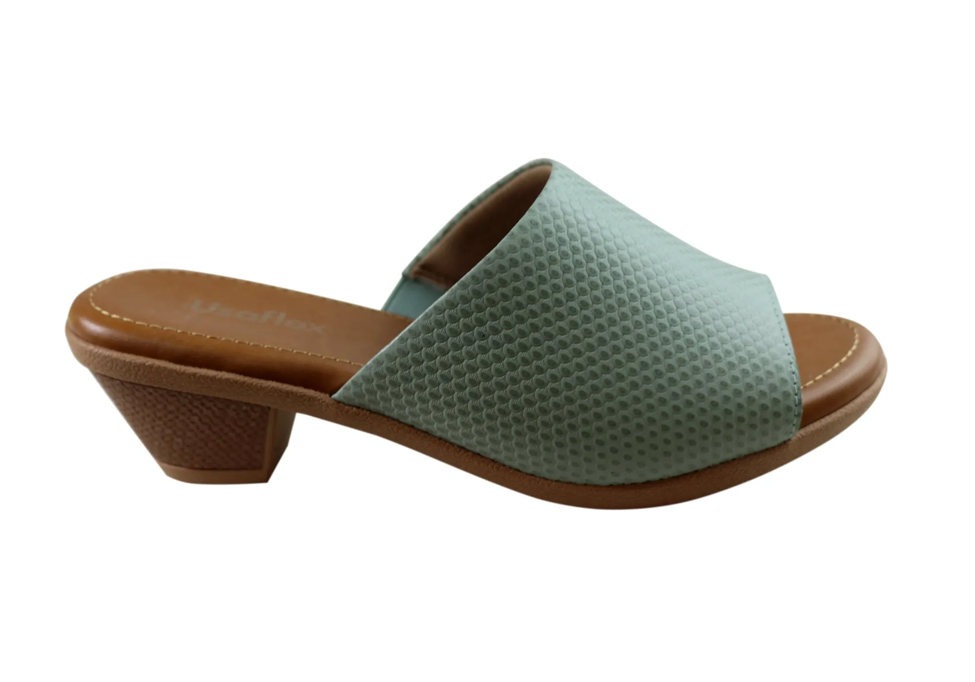 Usaflex Latona Womens Comfort Leather Slides Sandals Made In Brazil Gold High Heels