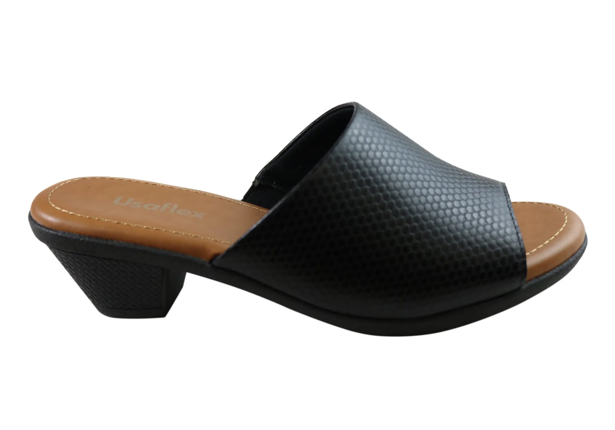 Stylish Pumps Usaflex Latona Womens Comfort Leather Slides Sandals Made In Brazil