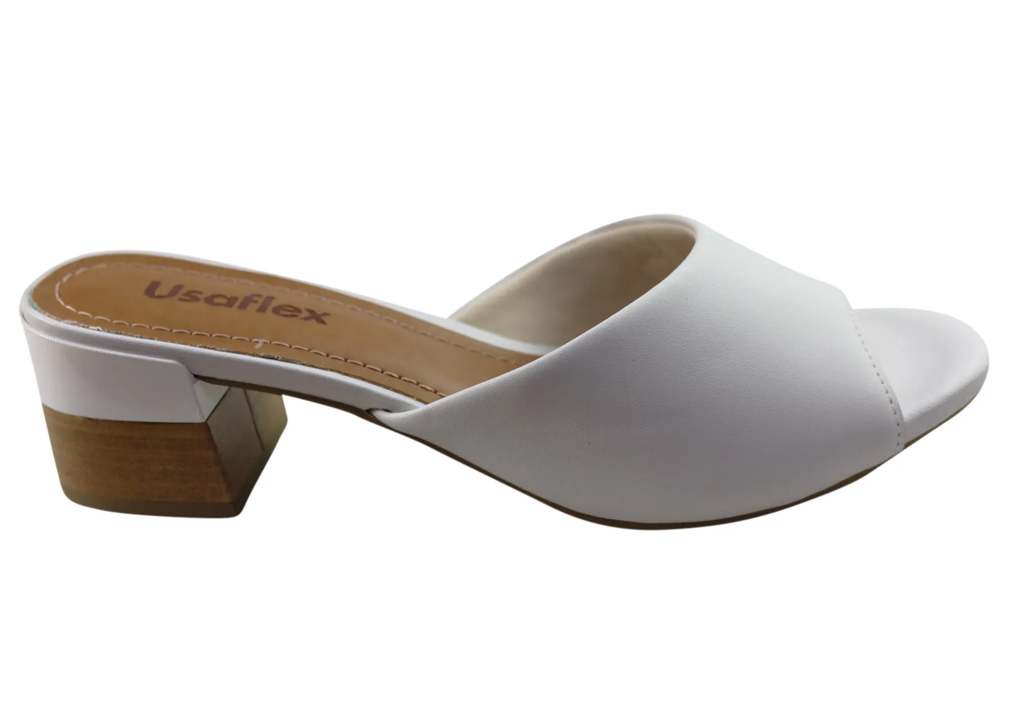 Usaflex Mimosa Womens Comfortable Leather Low Heel Slides Sandals Party Shoes with Heels Fashion Mood