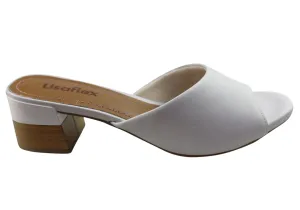 Usaflex Mimosa Womens Comfortable Leather Low Heel Slides Sandals Party Shoes with Heels Fashion Mood