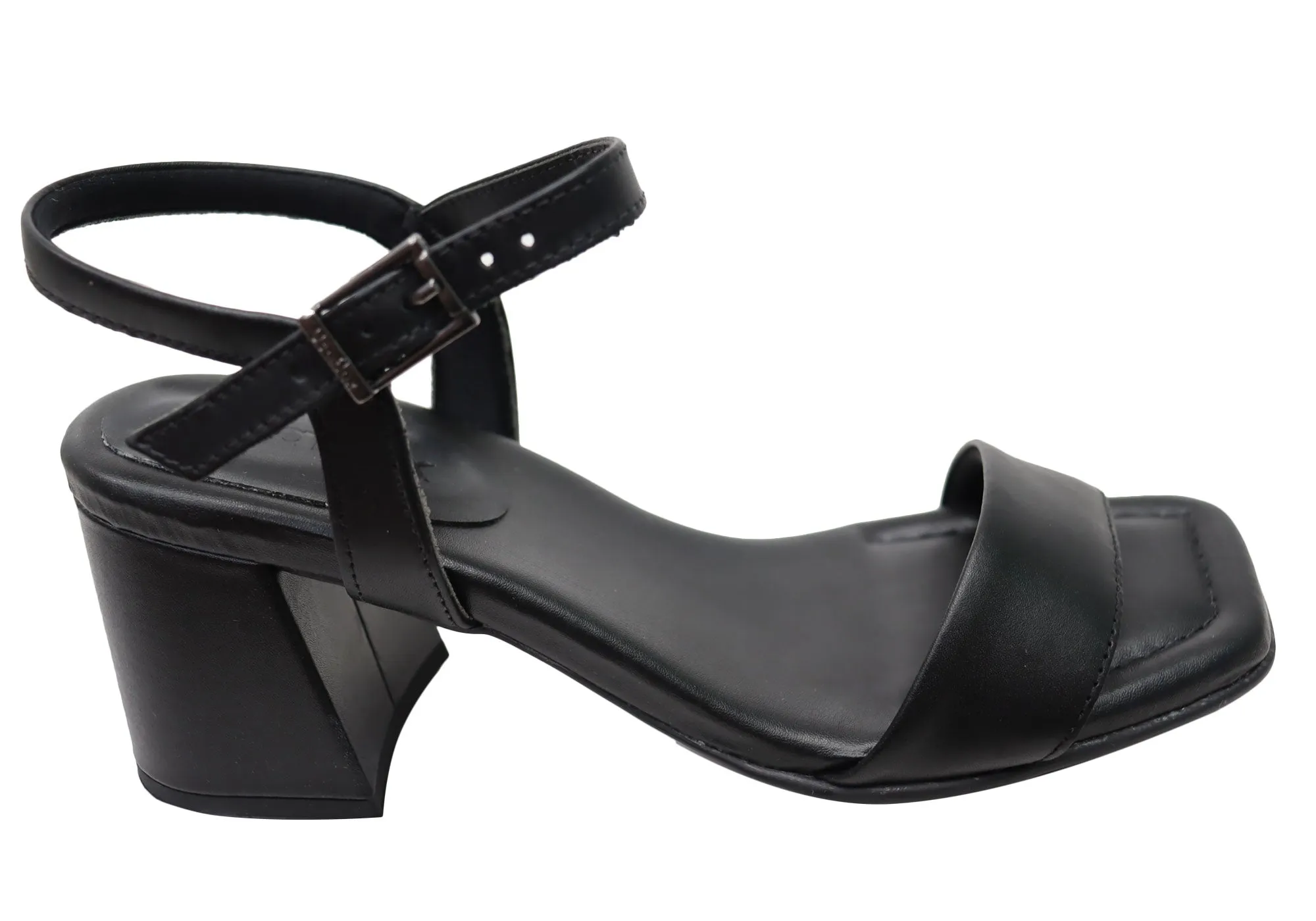 Usaflex Monica Womens Comfortable Leather Heel Sandals Made In Brazil Responsive