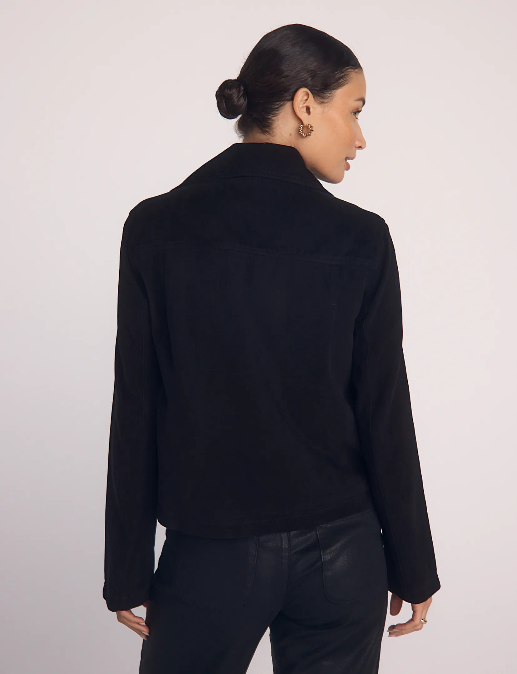 Utility Cropped Coat, Black Multipurpose Layering Packable Construction