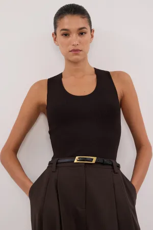 DEVIN BITTER CHOC RACER KNIT TANK Cozy Moments