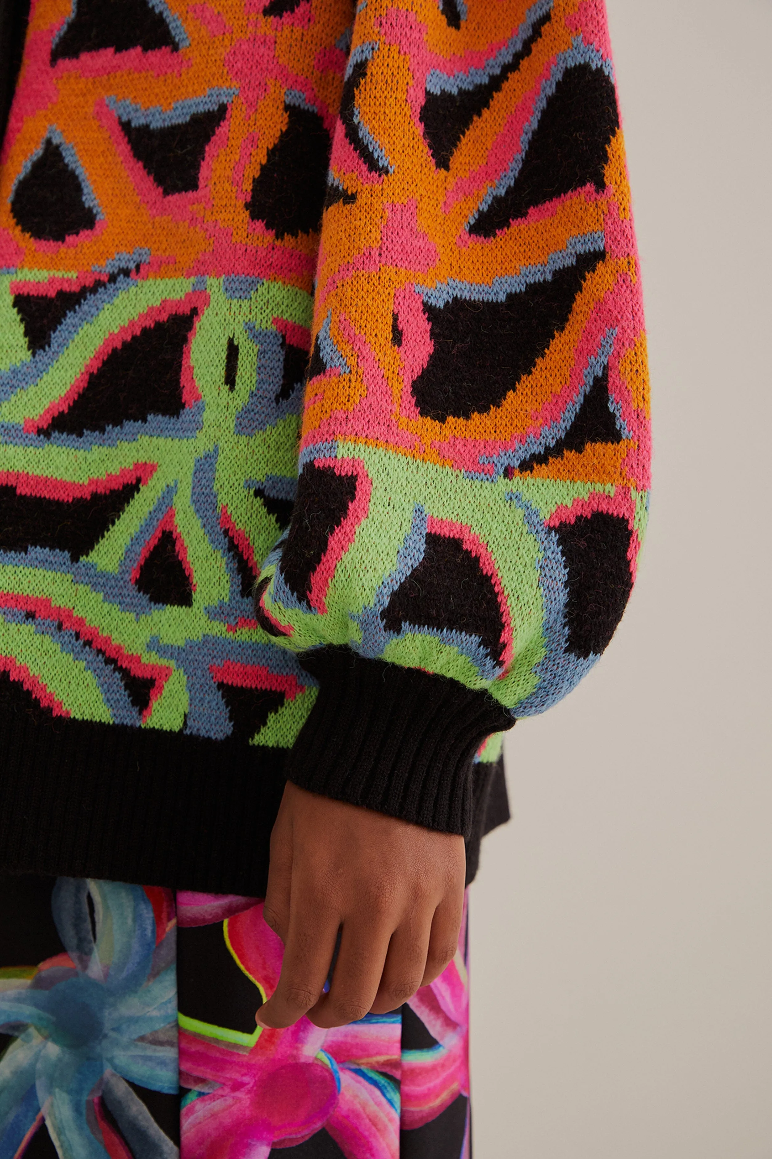 Garden Plaid Knit Cardigan Minimal Shrinkage