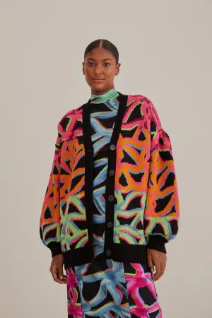 Garden Plaid Knit Cardigan Simple Layered