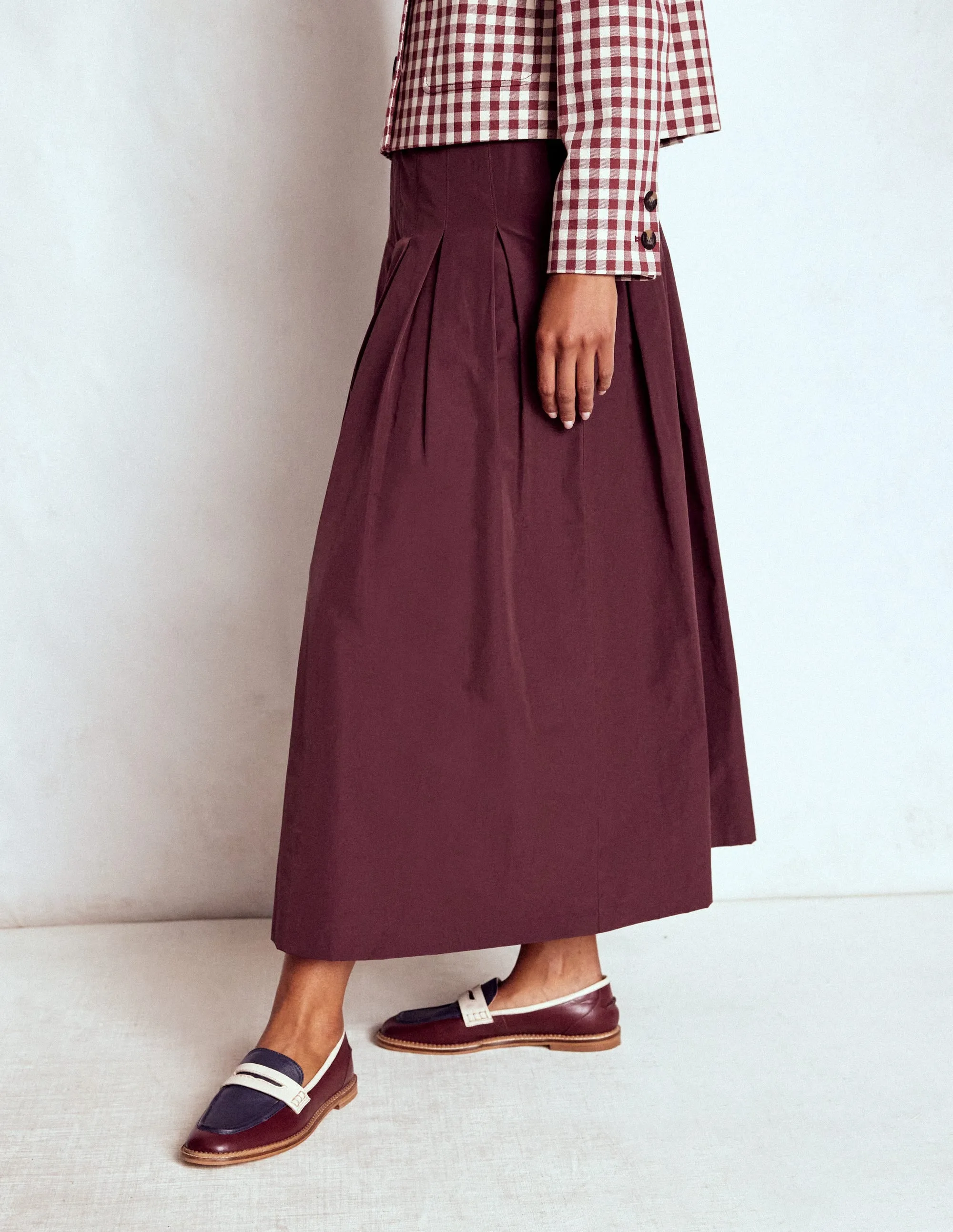 Relaxed Feel Luxury Feel Valentina Taffeta Midi Skirt-Deep Wisteria