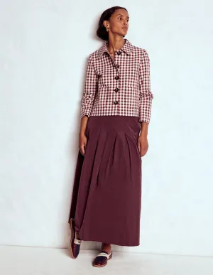 Modern Design Pleated Construction Valentina Taffeta Midi Skirt-Deep Wisteria