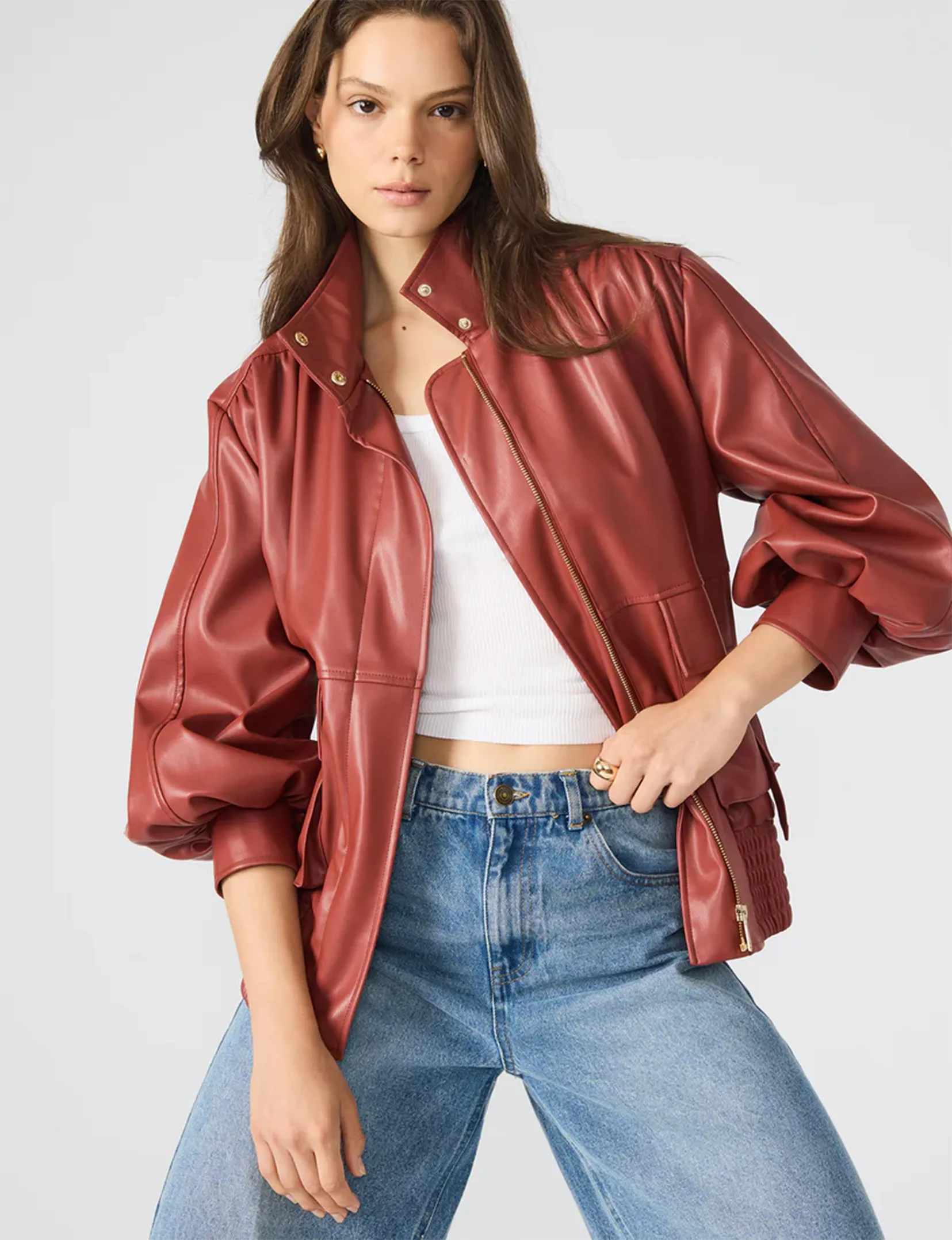 Vee Jacket, Dusty Brick Trendy Must Have AbrasionResistantSurface