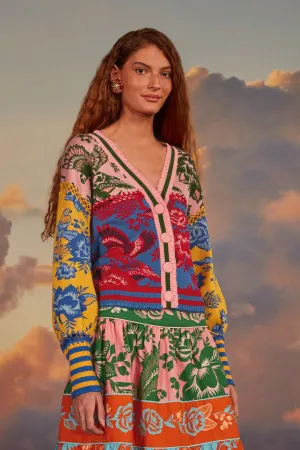 Lace Floral Patch Knit Cardigan Hypoallergenic Fiber Blend