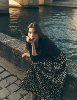 Soft Layers Soft Touch Verity Jacquard Midi Skirt-Leopard Print