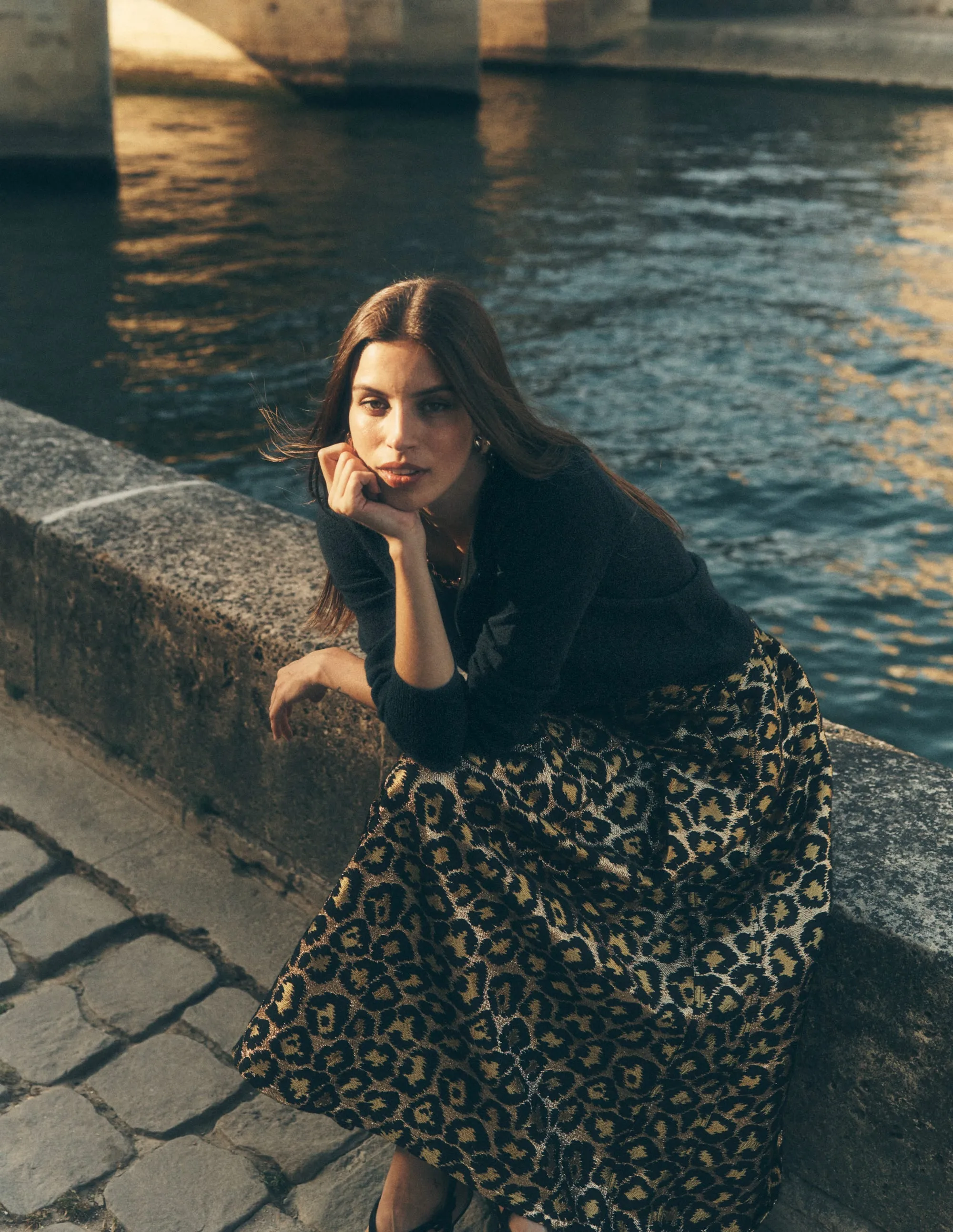 Soft Layers Soft Touch Verity Jacquard Midi Skirt-Leopard Print