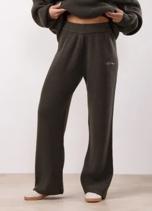 Gym King Rib Knit Trouser - Warm Khaki Mid Rise