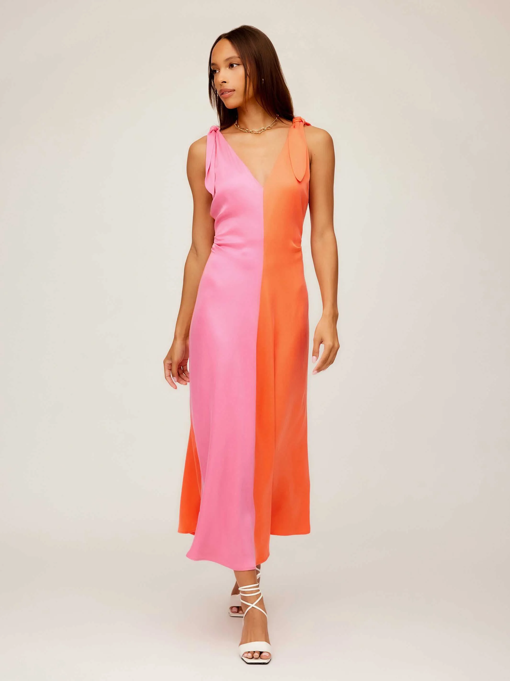 Relaxed and Effortless Verity Two-Tone Midi Dress