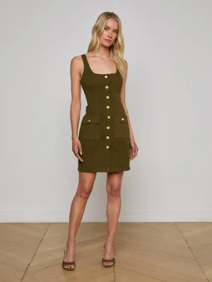 Wool-Blend Day Ready Midy Button-Front Dress