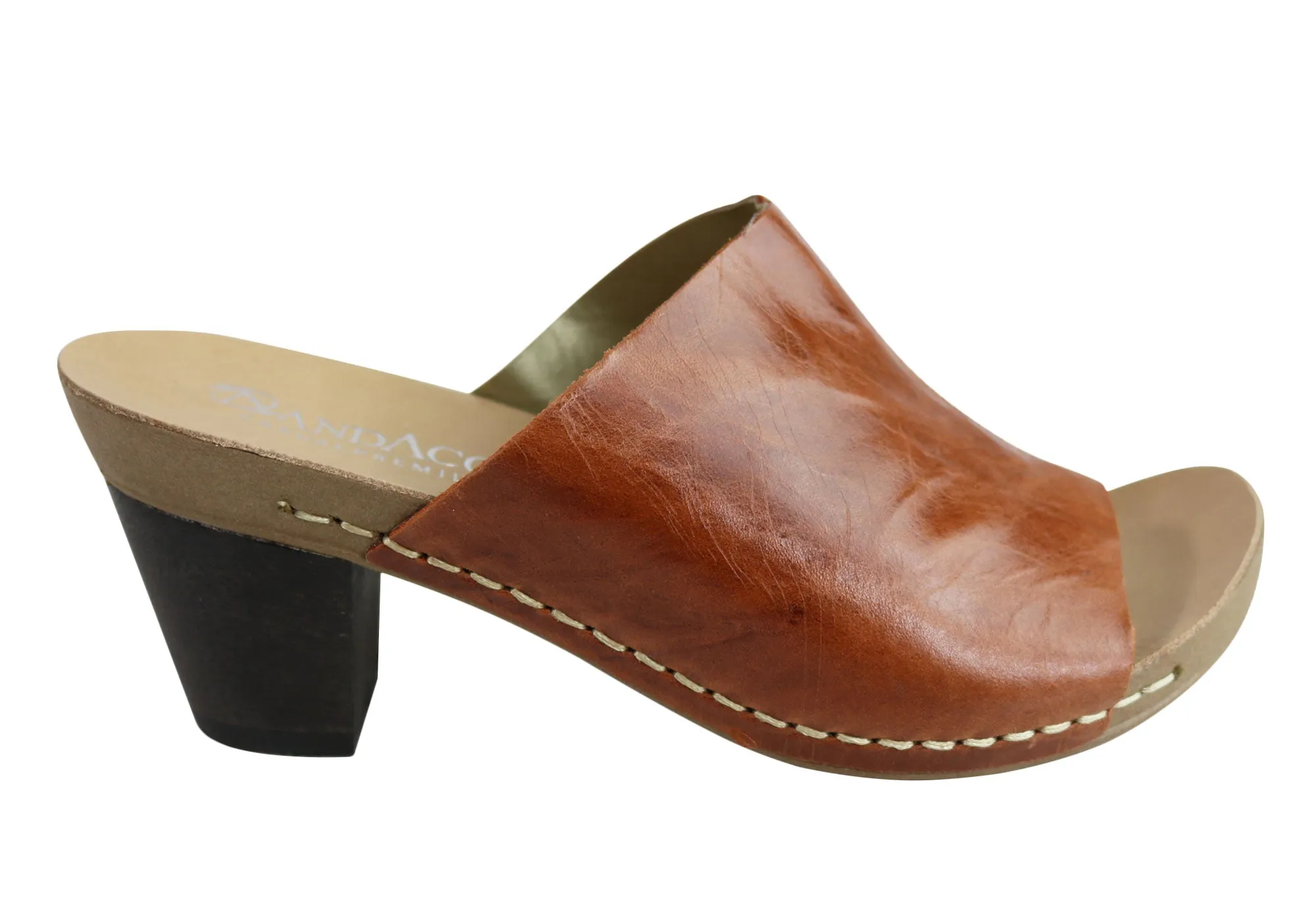 Bold Wedding Heels Andacco Gallon Womens Leather Mid Heel Sandals Slides Made In Brazil