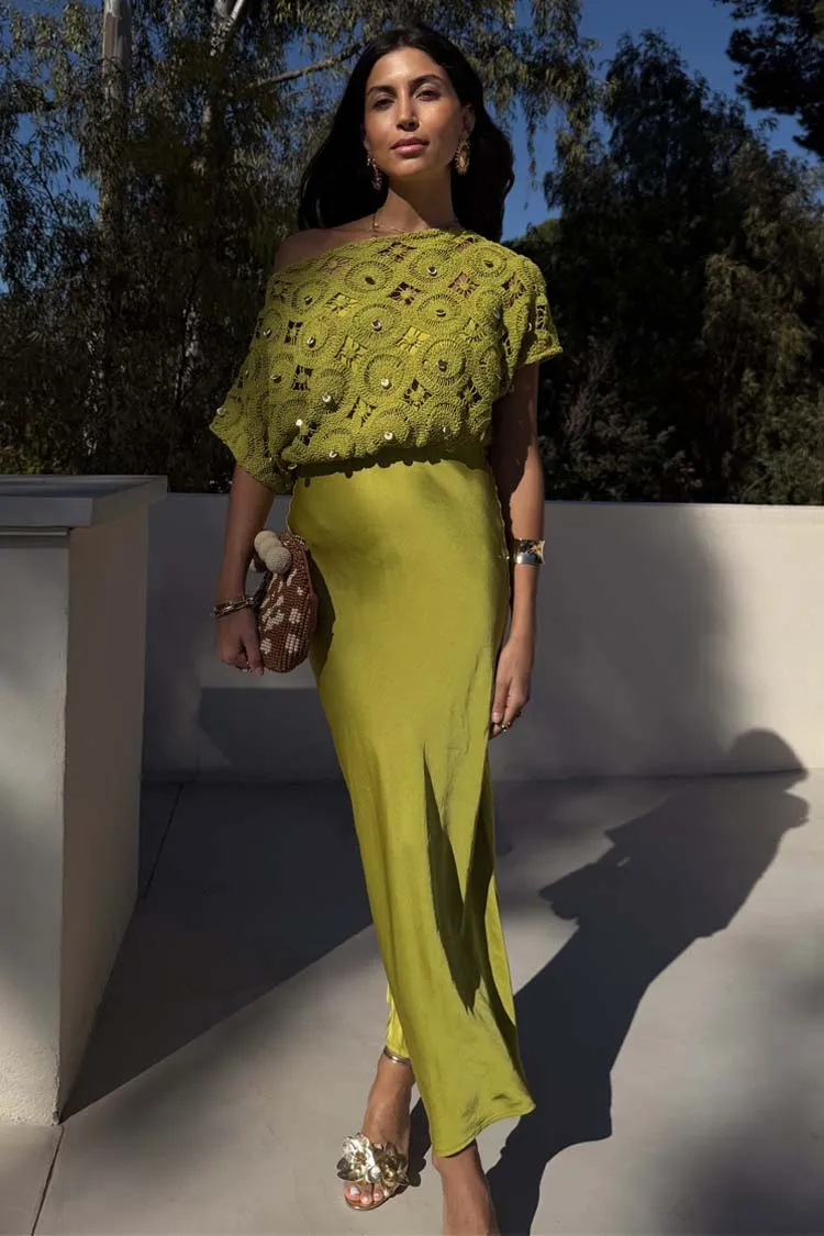 Green Shell Crochet Tilly Dress Flexible Fit