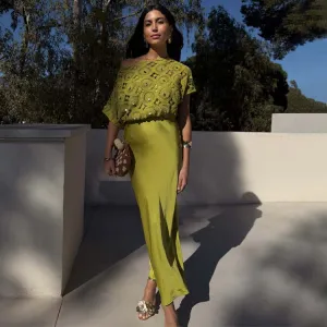 Street-Style Green Shell Crochet Tilly Dress