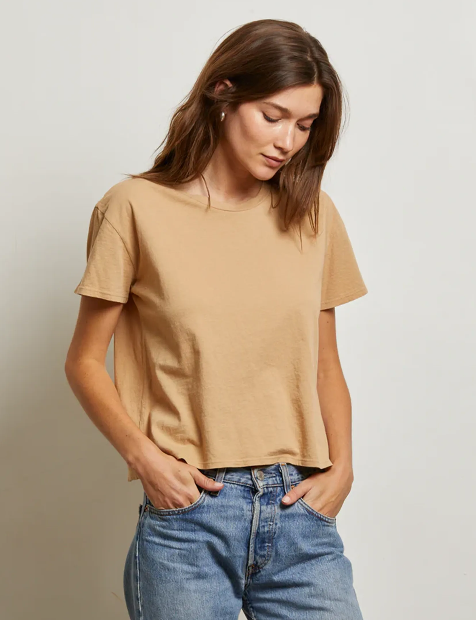 Round neck simplicity Fit For All Harley Boxy Crew Tee, Suede