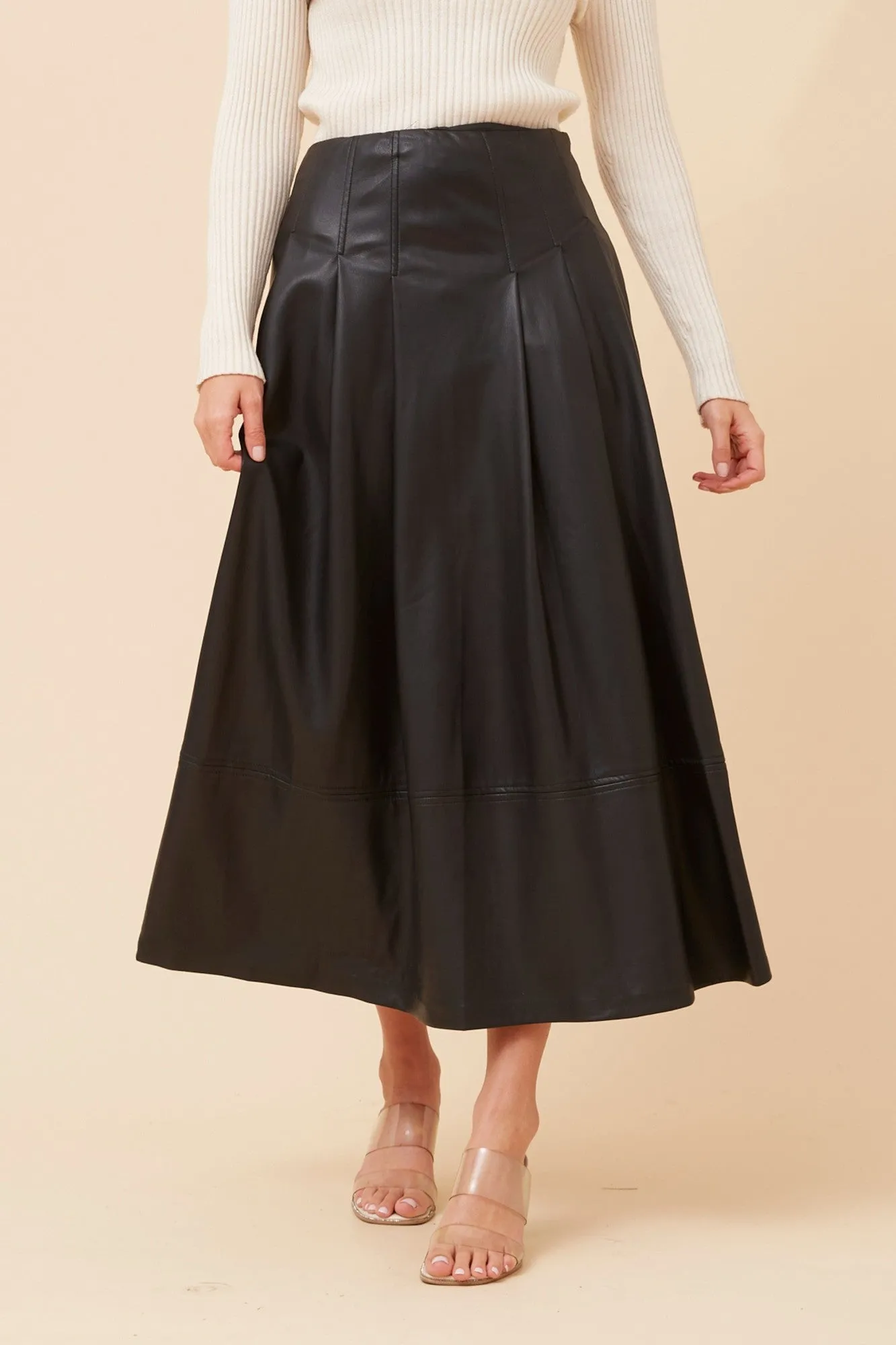 Gather Details EMANI VEGAN LEATHER SKIRT