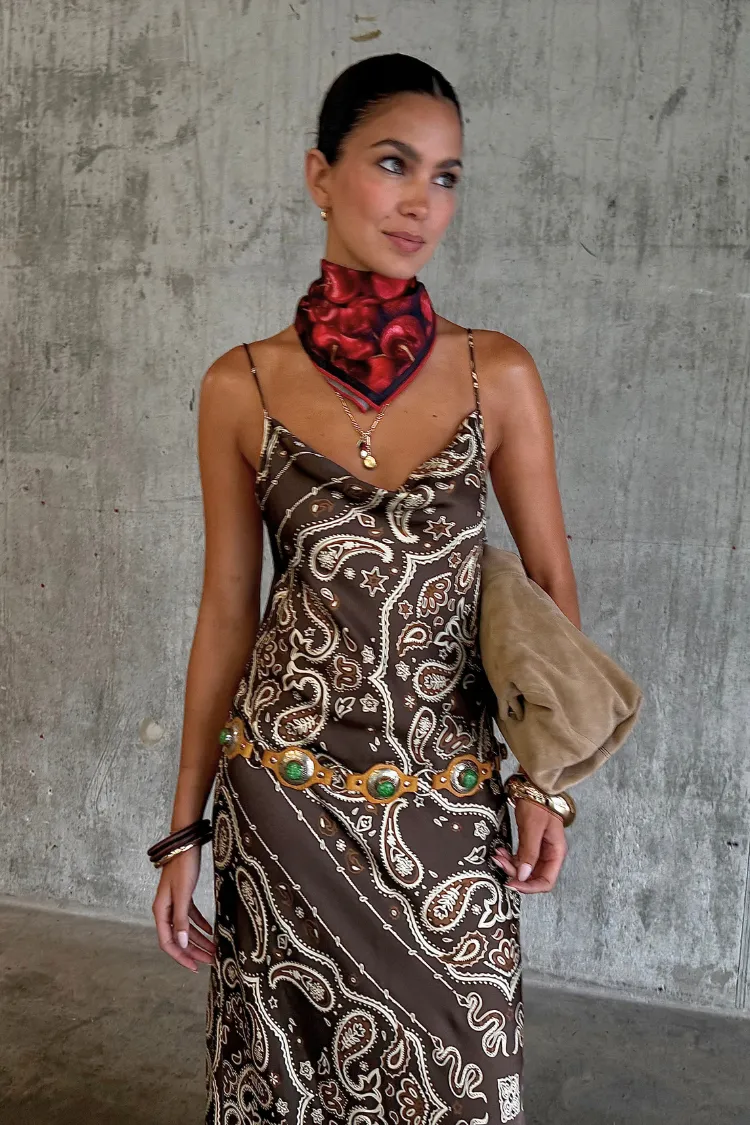Brown Bandana Patti Dress Urban Light