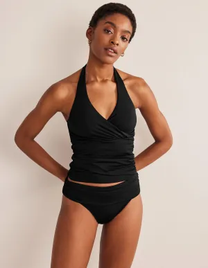 Aerodynamic Contour Panels laid-back style Levanzo Halter Tankini Top-Black
