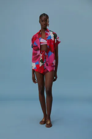 Watercolor Floral Organic Cotton Shorts Shock Dispersing Architecture