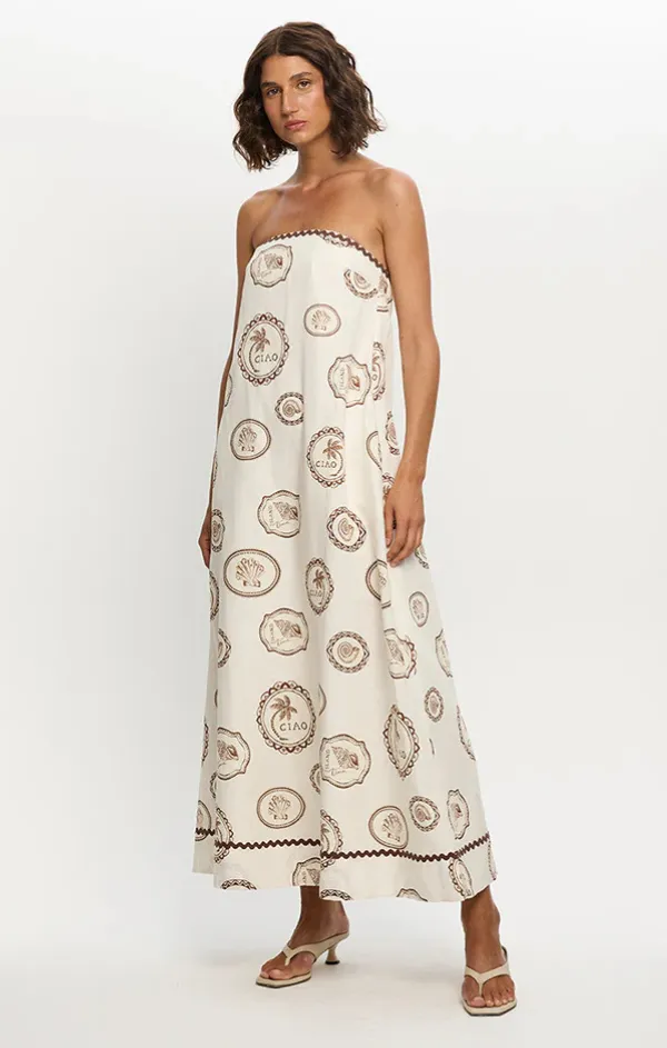 foldable Zip-Closure Ciao Strapless Maxi Dress