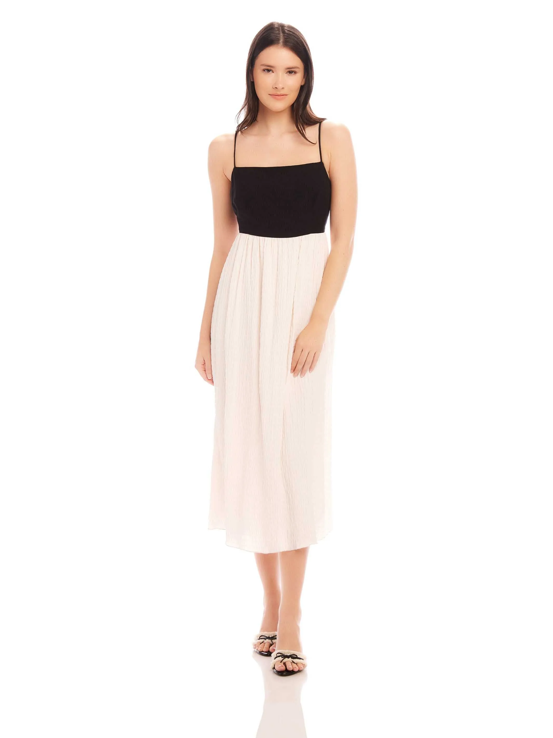 Anetta Contrast Midi Dress Comfortable and Flattering