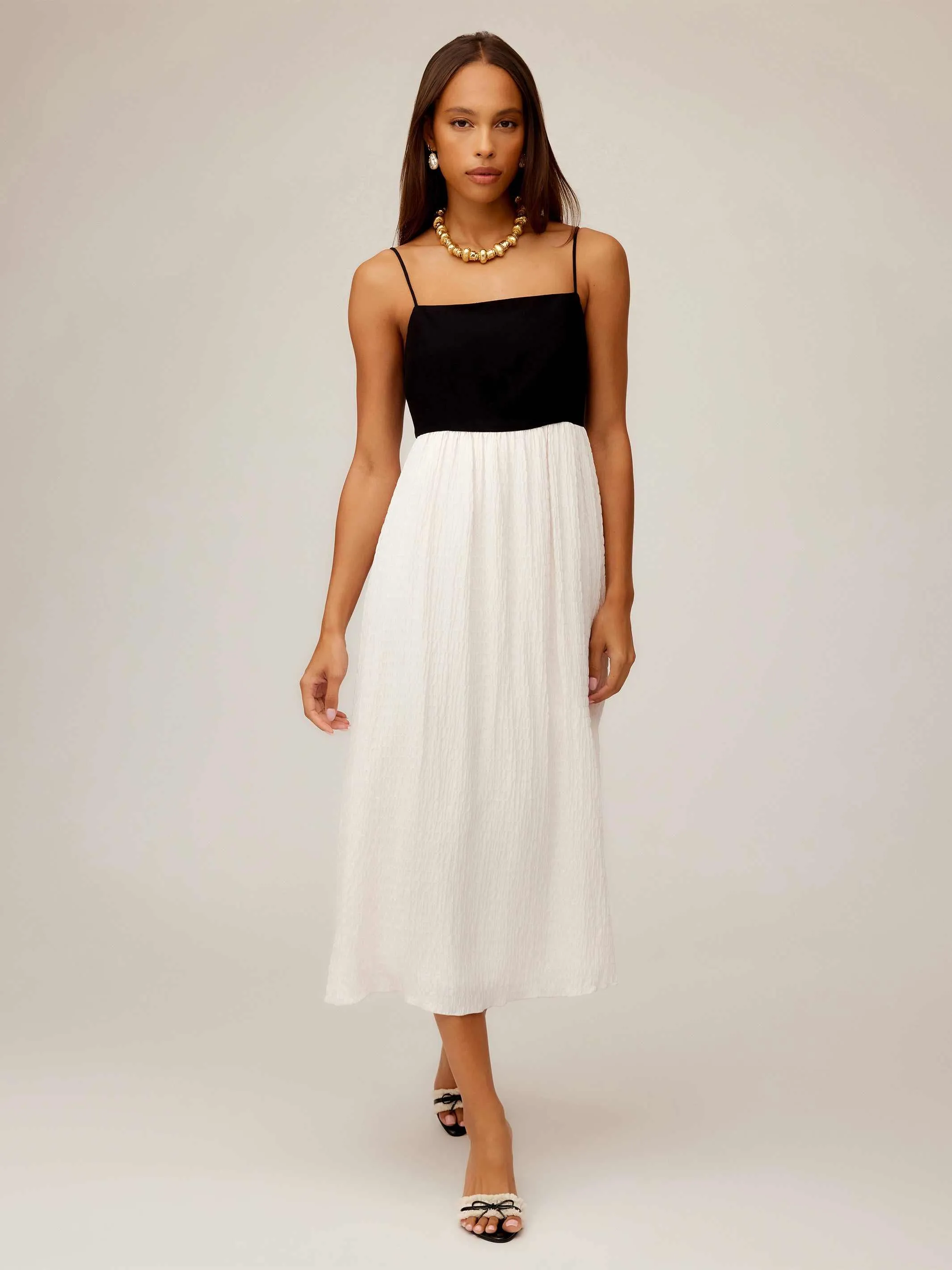 Anetta Contrast Midi Dress Shared Moment Simple Flow