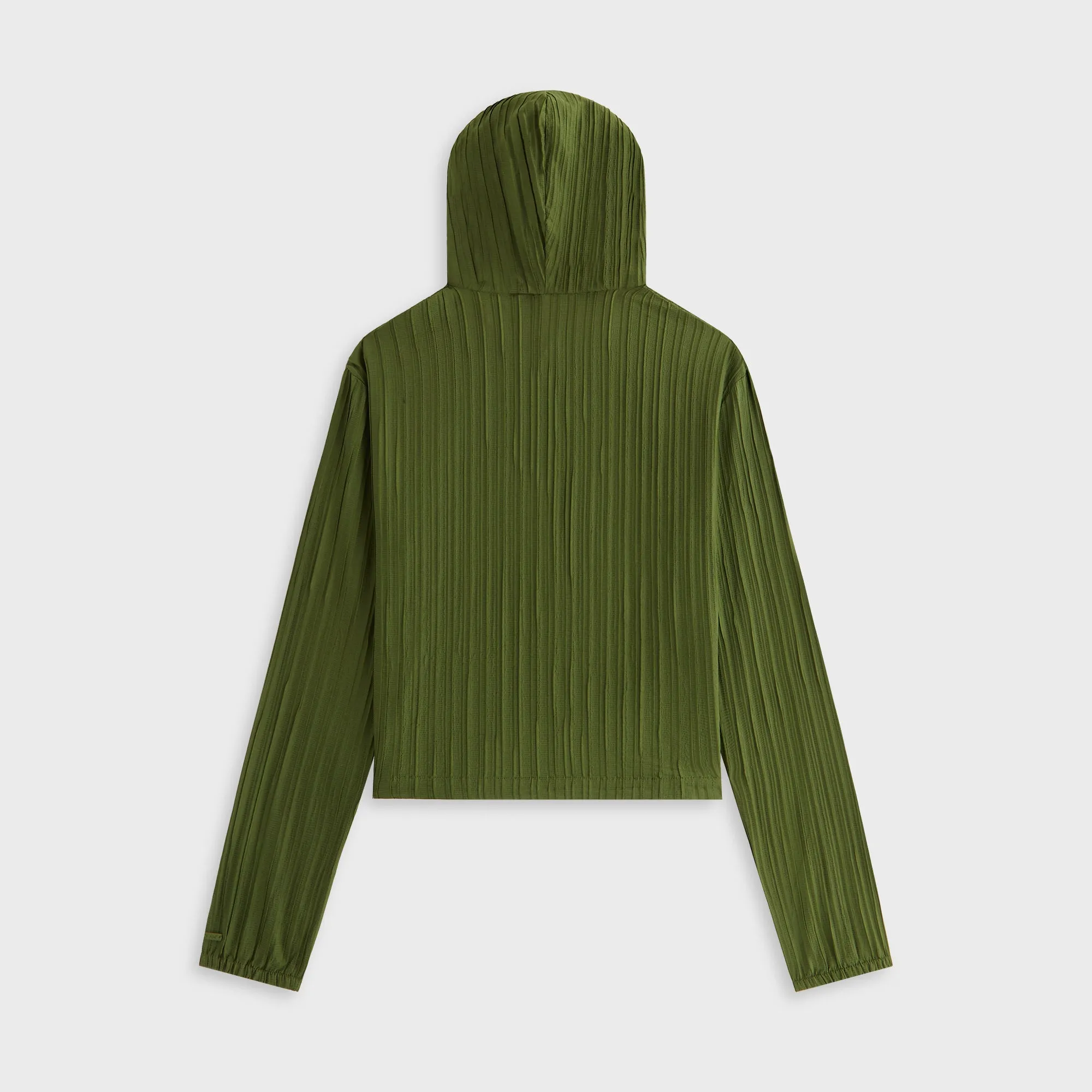 Kith Women Umi Plisse Drawstring Hoodie - Kelp Lightweight Design Weekend Relaxed