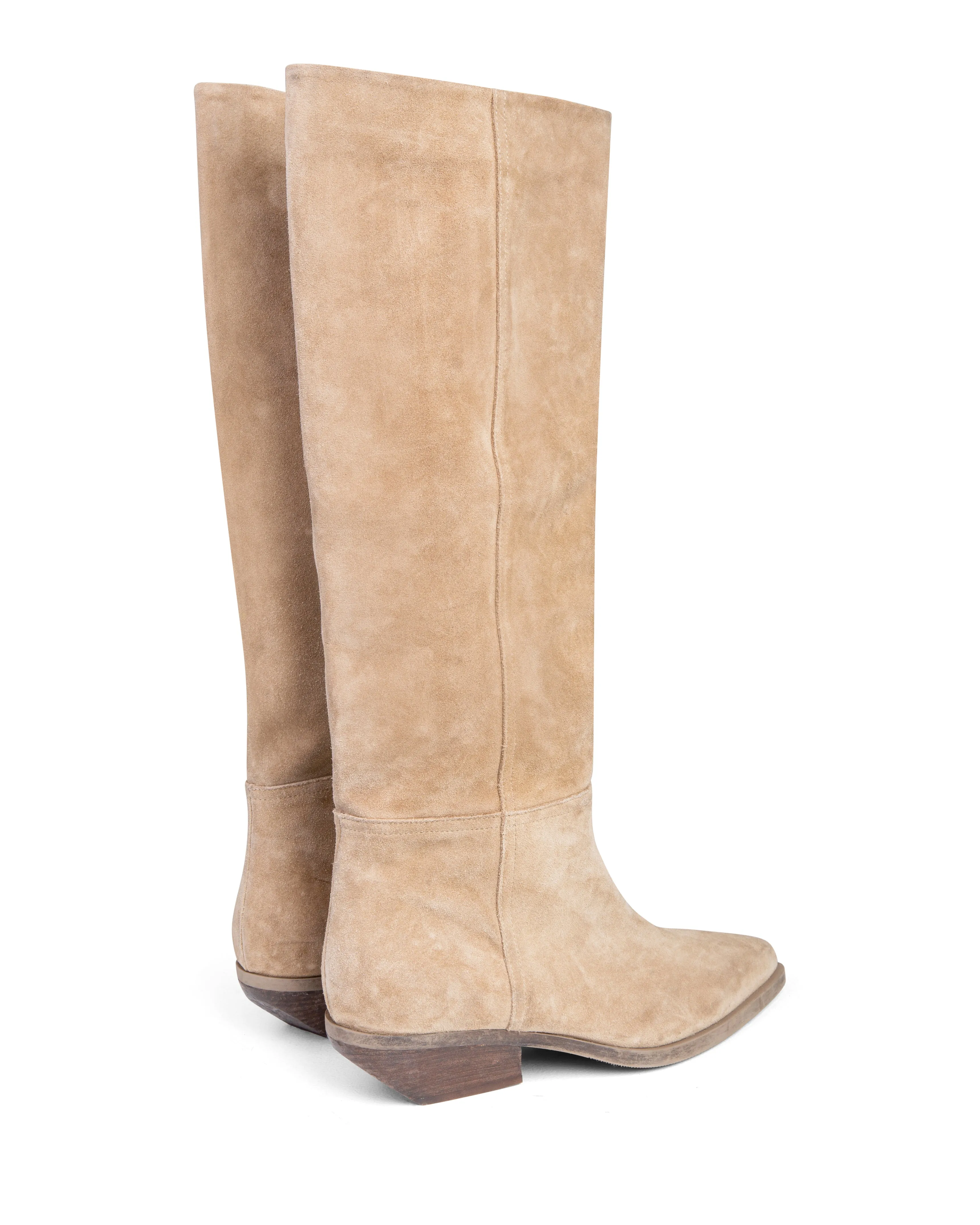 Non-Slip Sole Protective Finish Comfort Seeker Western Knee High Boot Beige Suede E4522