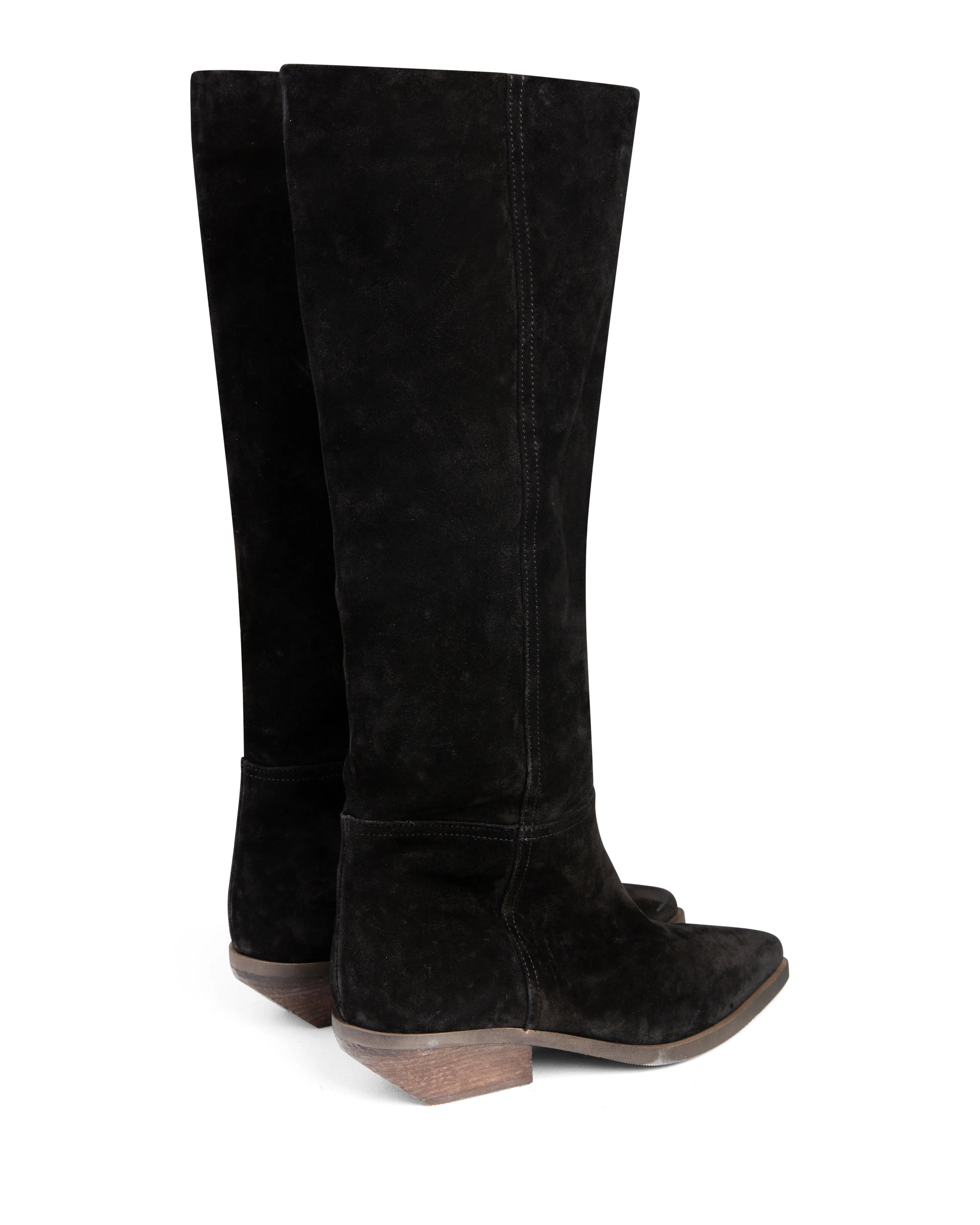 BreathableMesh Western Knee High Boot Black Suede E4522